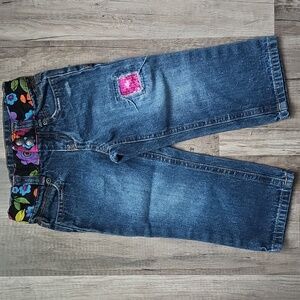 Koala Kids Distressed Jeans With Sequin Patch And Patchwork Waist Size 24m/2T